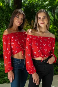 Piros crop felső
